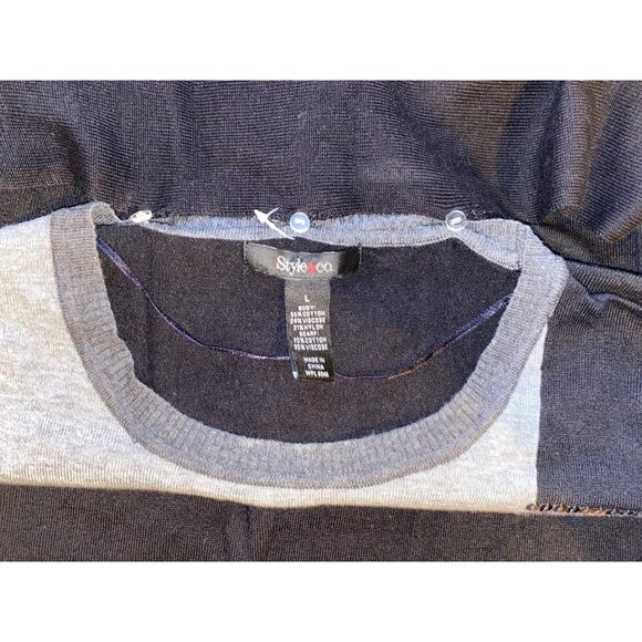 Style & Co Womens L Hooded Color Block Cardigan With Sequin Accents Black/Grey - Picture 4 of 8